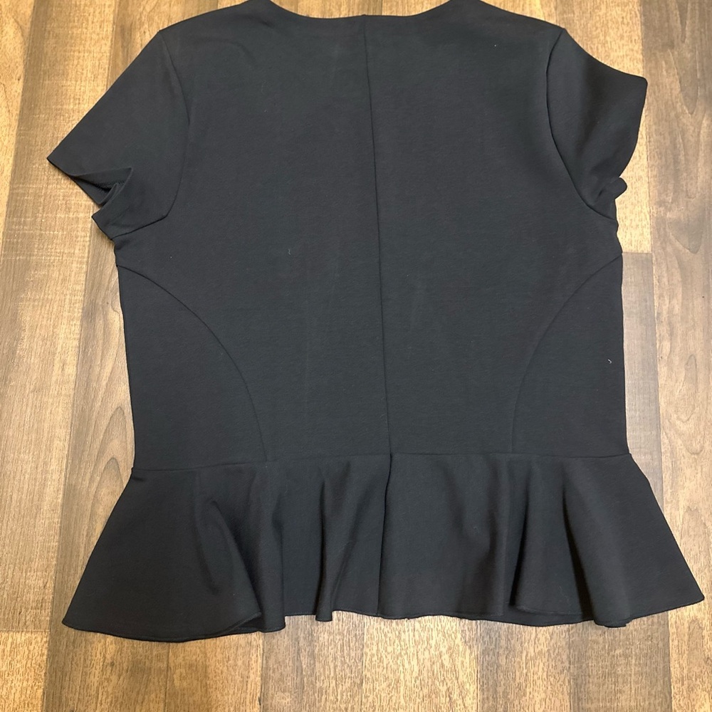 J. Crew Black Peplum Short Sleeve Blouse - Picture 3 of 8